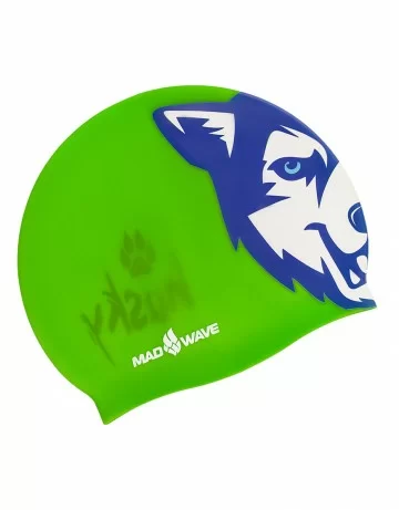 Реальное фото Шапочка для плавания Mad Wave Husky green M0557 10 0 10W от магазина СпортСЕ