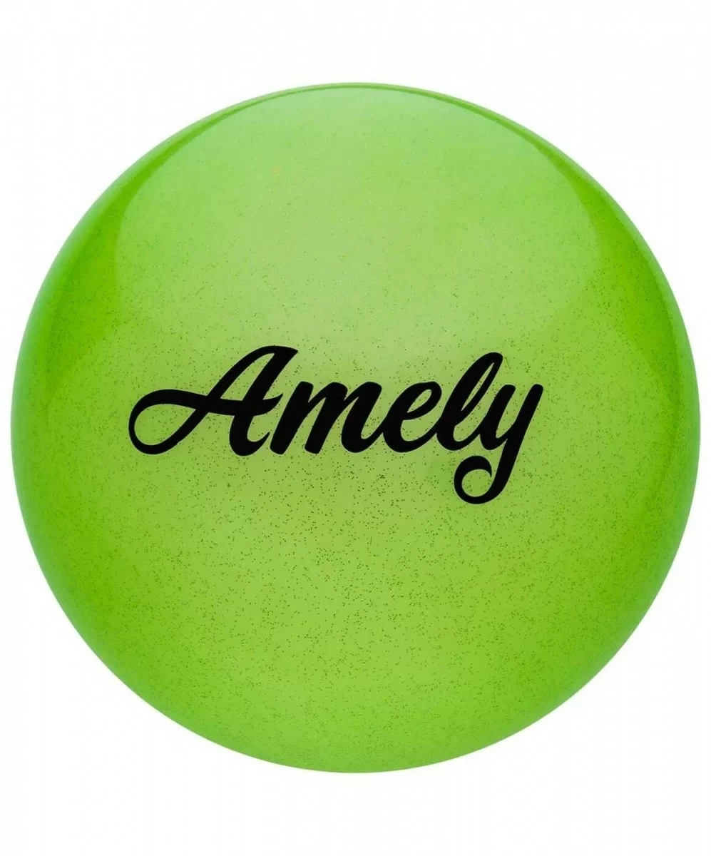 Реальное фото Мяч для художественной гимнастики 19 см Amely AGB-102 с блестками зеленый от магазина СпортСЕ