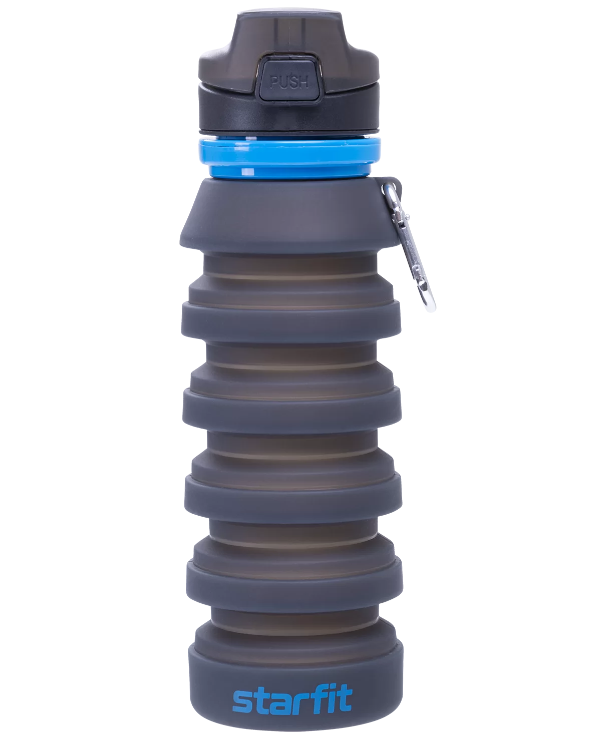 Реальное фото Бутылка для воды StarFit FB-100 с карабином складная серый УТ-00019225 от магазина СпортСЕ