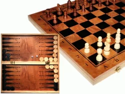 Набор игр (3в1)  34*34см (шашки, шахматы, нарды) дерево S3828 27979