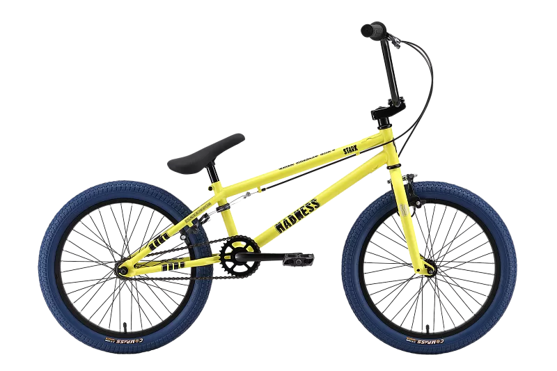 Реальное фото Велосипед Stark Madness BMX 1(2025) лимонный/черный/лазурный от магазина СпортСЕ