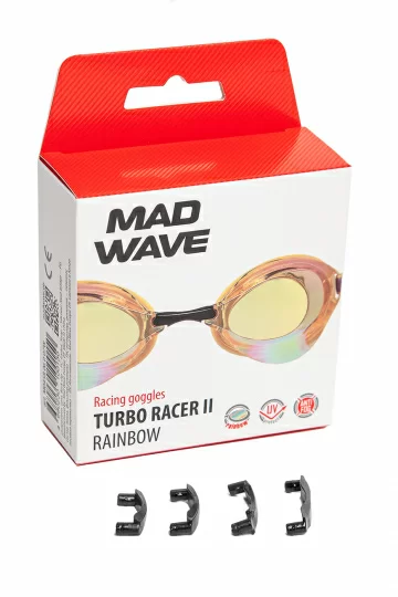 Реальное фото Очки для плавания Mad Wave Turbo Racer II Rainbow стартовые Violet M0458 06 0 07W от магазина СпортСЕ