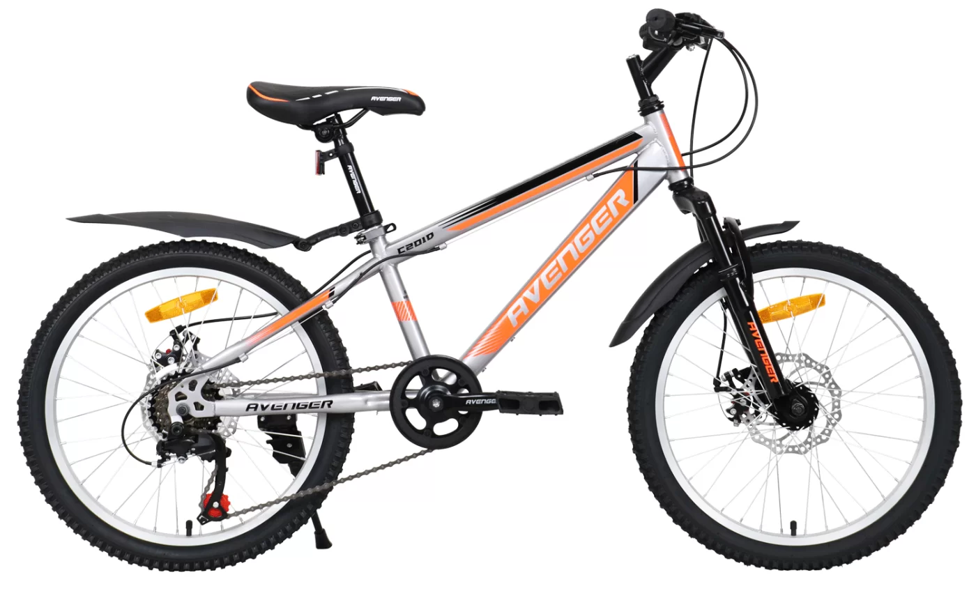 Реальное фото Велосипед 20" AVENGER C201D, серый/оранжевый неон, 11" от магазина СпортСЕ