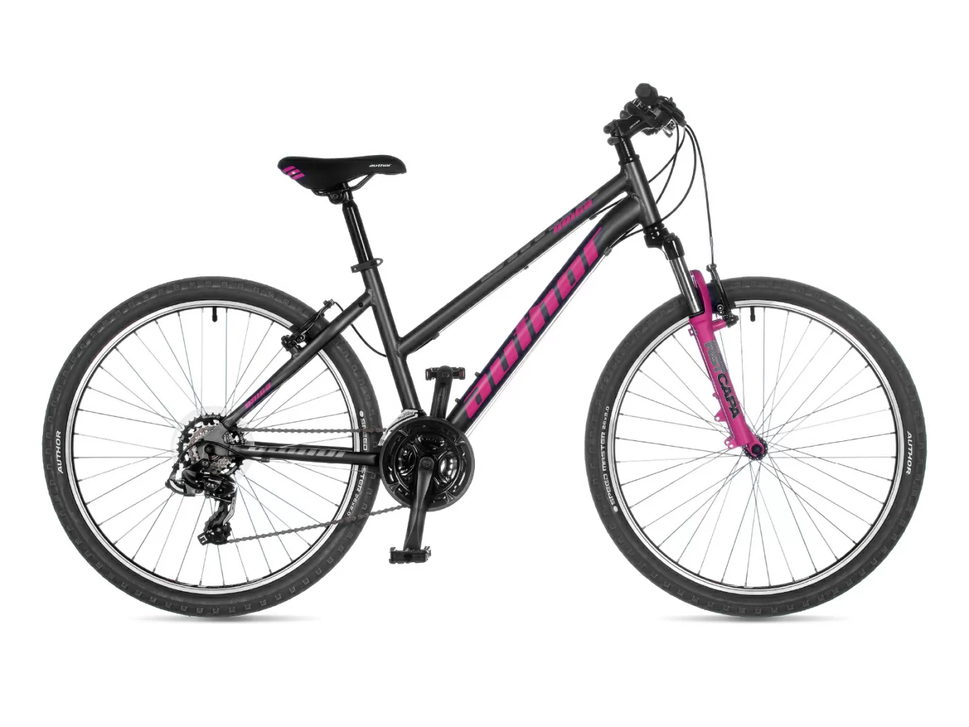 Реальное фото Велосипед женский AUTHOR Unica 2023 Серо-розово-чёрный от магазина СпортСЕ