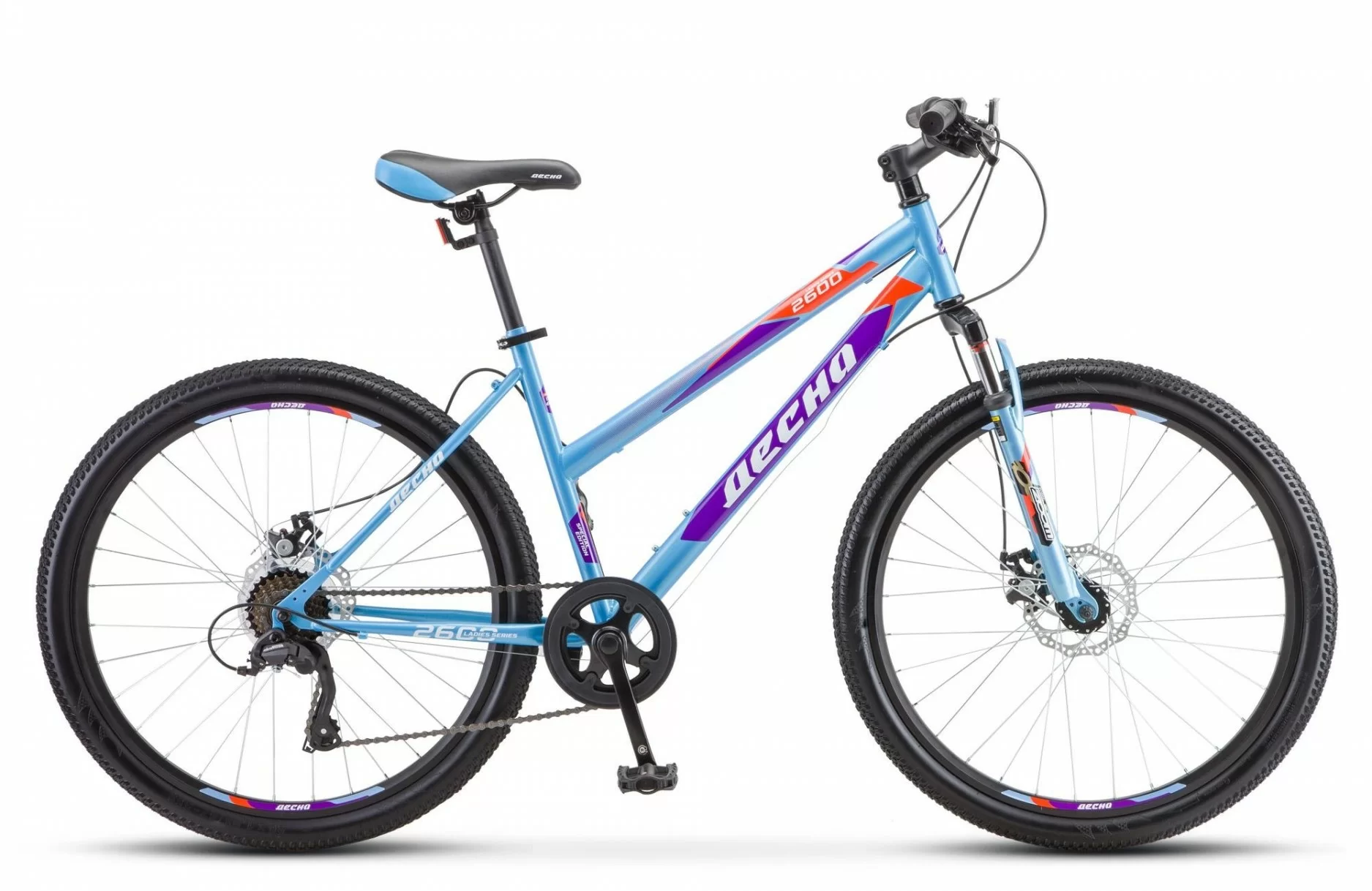 Реальное фото Велосипед Десна-2600 MD 26" (2020) голубой/фиолетовый V010 от магазина СпортСЕ
