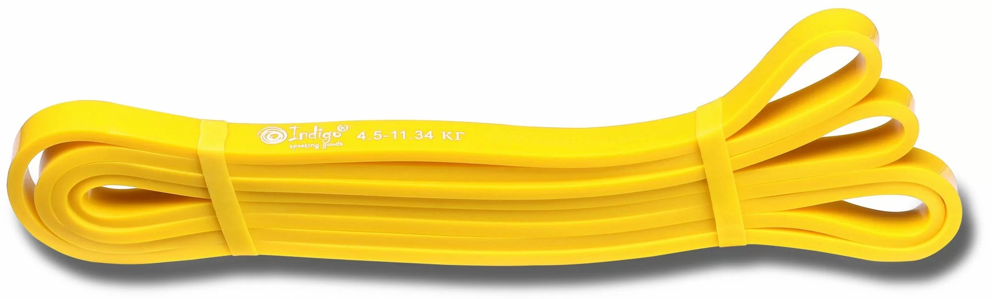 Реальное фото Эспандер петля латексная Indigo 208*1,3см желтый 601 HKRBB от магазина СпортСЕ