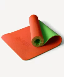 Коврик для йоги StarFit FM-201 TPE 183x61x0,4 см оранжевый/зеленый ЦБ-00002537