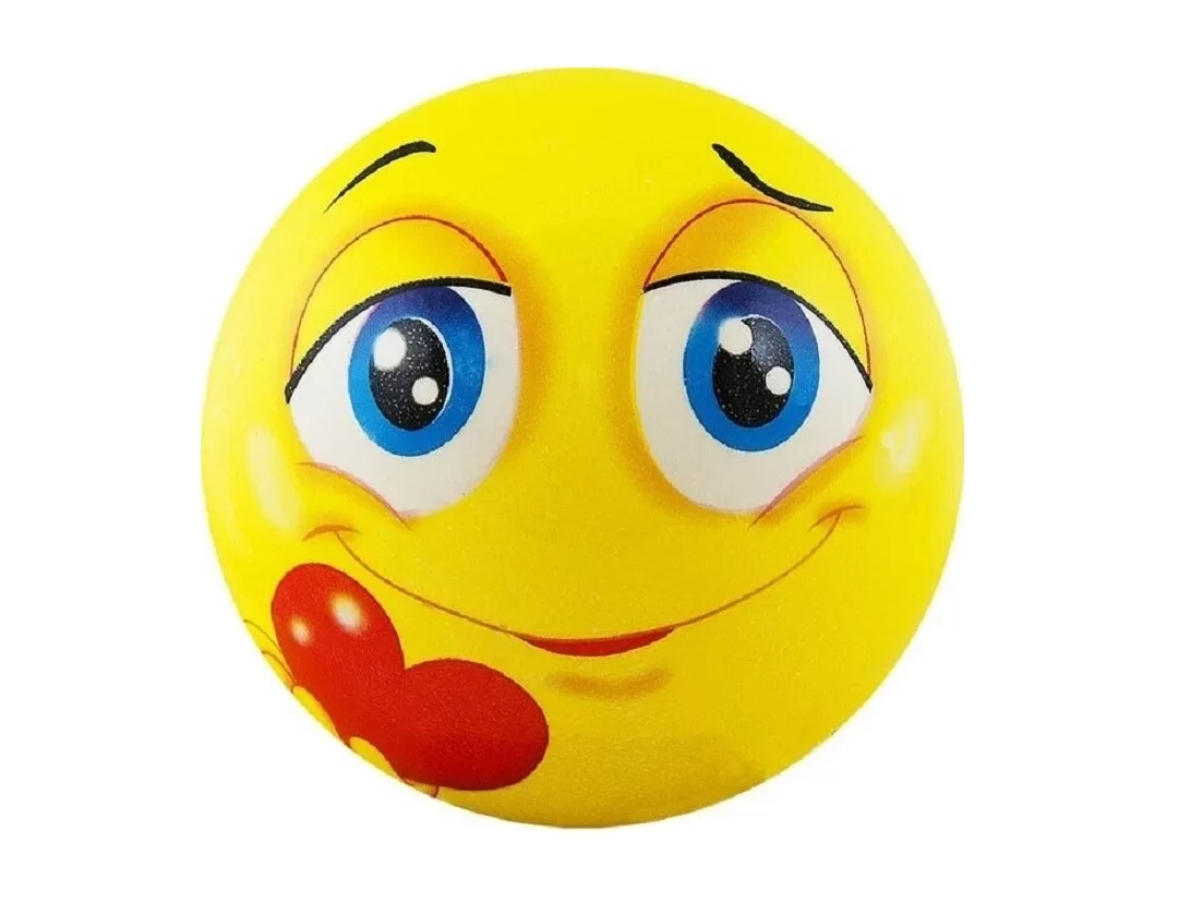 Реальное фото Мяч детский 12см Funny Faces DS-PP 207 пластизоль желтый от магазина СпортСЕ