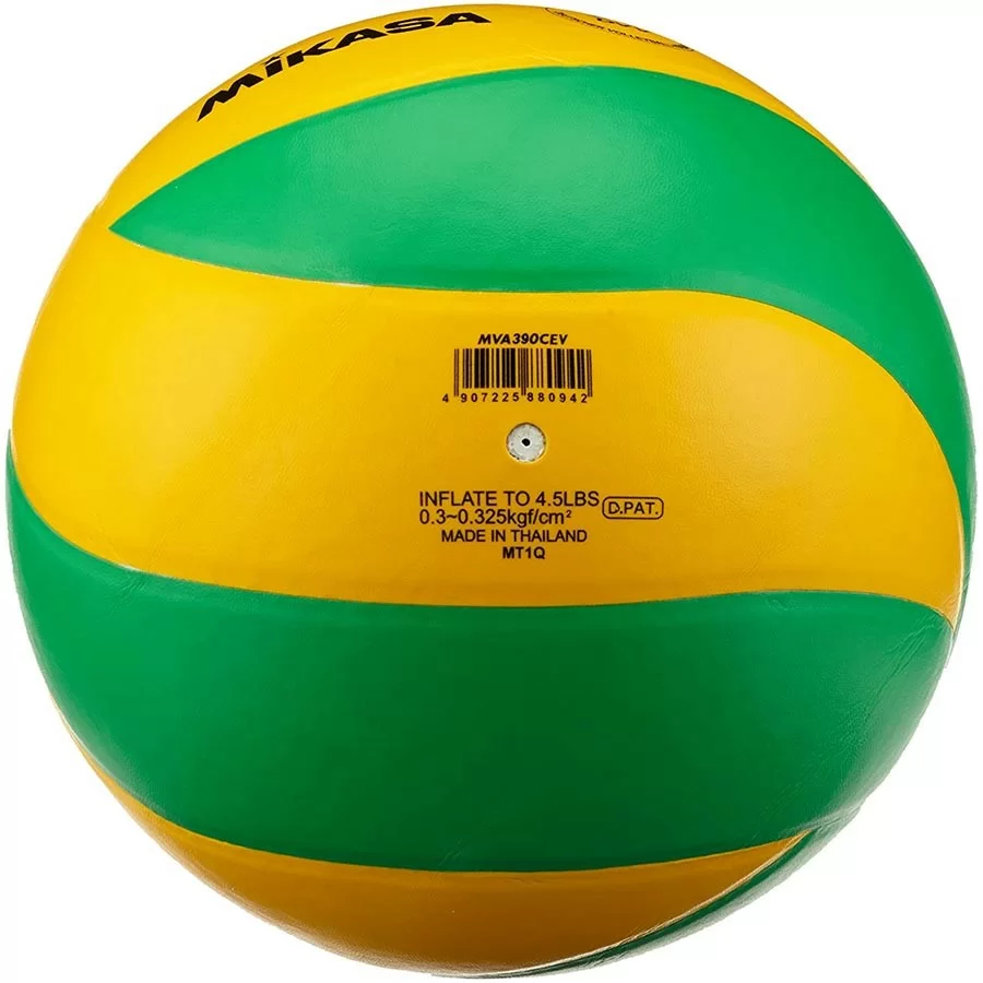 Реальное фото Мяч волейбольный Mikasa MVA390 CEV р 5 синт.кожа клееный зелено-желтый от магазина СпортСЕ