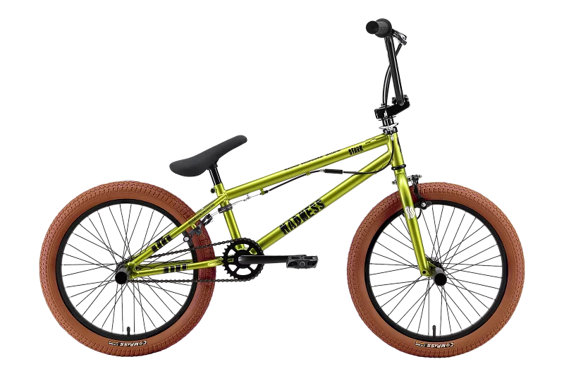Реальное фото Велосипед Stark Madness BMX 2 (2025)  ярко-зеленый/черный/песочный от магазина СпортСЕ
