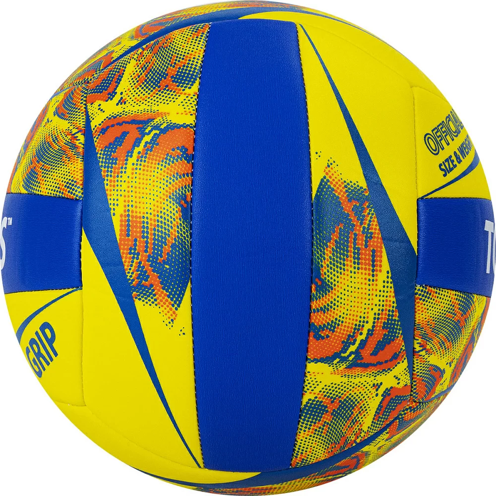 Реальное фото Мяч волейбольный Torres Grip Y р.5 синт. кожа машин.сшивка желто-синий V32185 от магазина СпортСЕ