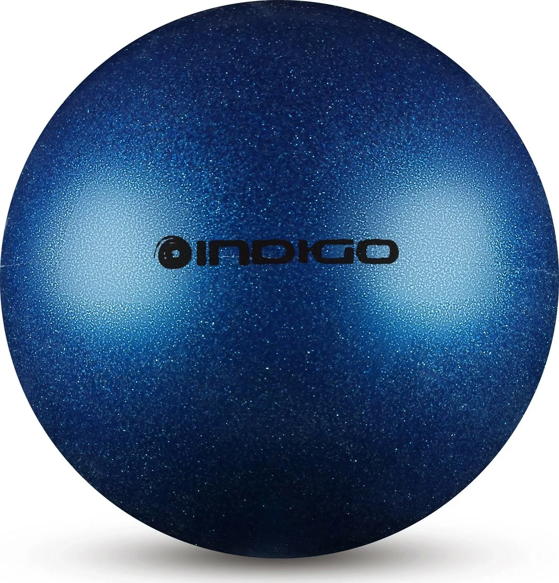 Реальное фото Мяч для художественной гимнастики 15 см 300 г Indigo металлик синий с блестками IN119 от магазина СпортСЕ