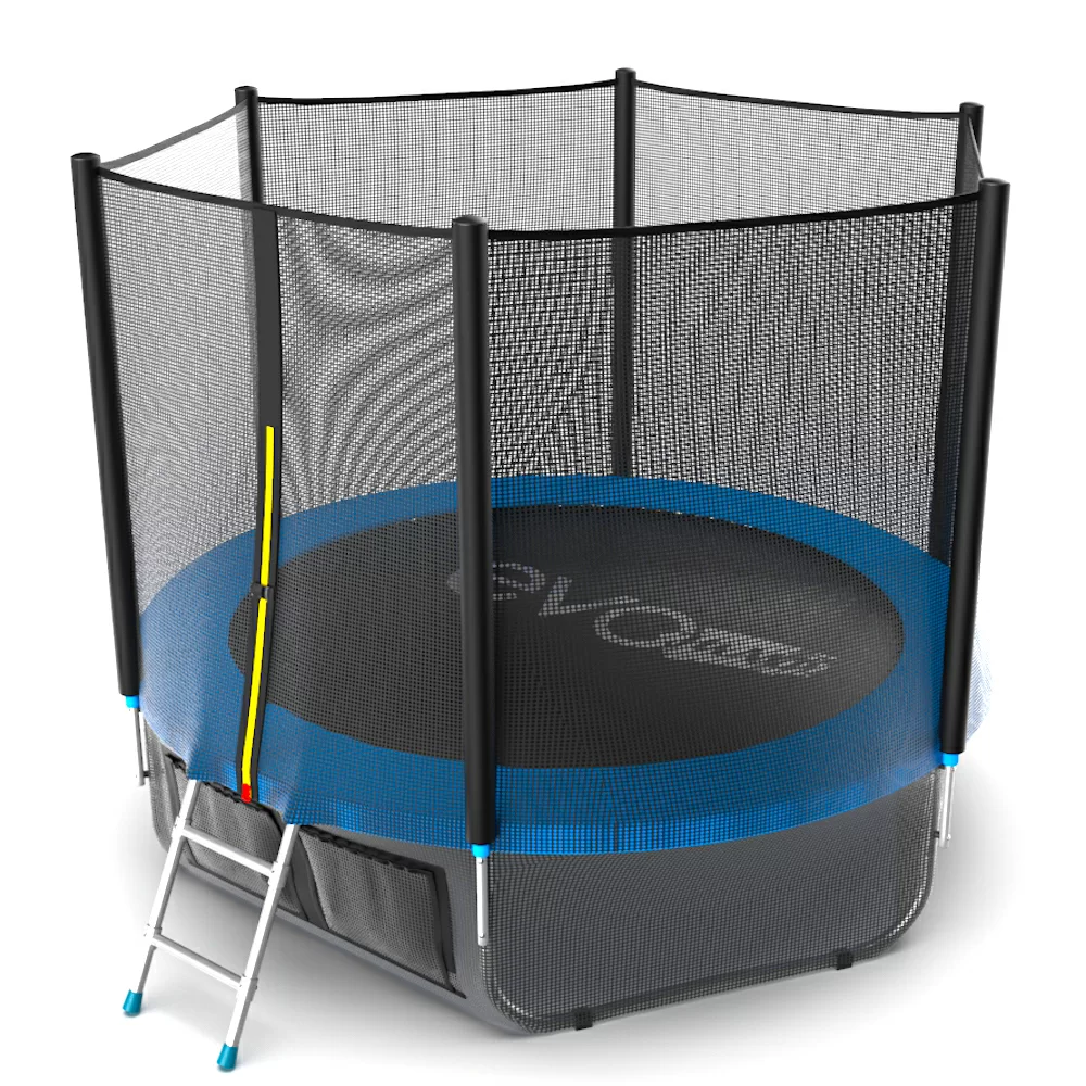Реальное фото EVO JUMP External 8ft (Blue) + Lower net. Батут с внешней сеткой и лестницей, диаметр 8ft (синий) + нижняя сеть от магазина СпортСЕ