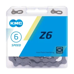 Цепь 6 ск. KMC Z6 (Z33) 116 звеньев, с замком, в пластиковой упаковке серая-коричневая Цепь 6 ск. KMC Z6 (Z33) 116 звеньев, с замком, в пластиковой упаковке серая-коричневая