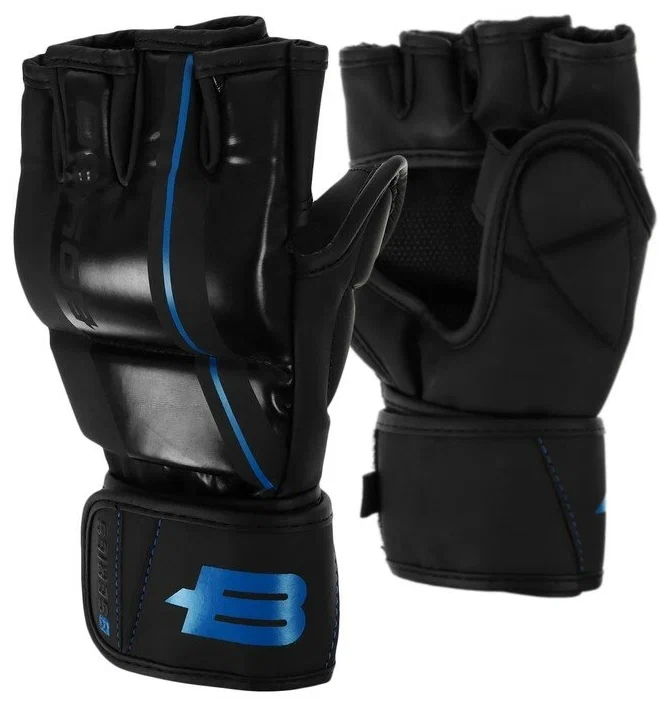 Реальное фото Перчатки ММА BoyBo B-series черно-синий от магазина СпортСЕ