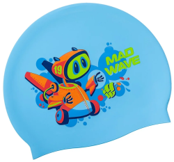 Шапочка для плавания Mad Wave Mad Bot юниорская Azure M0579 15 0 08W