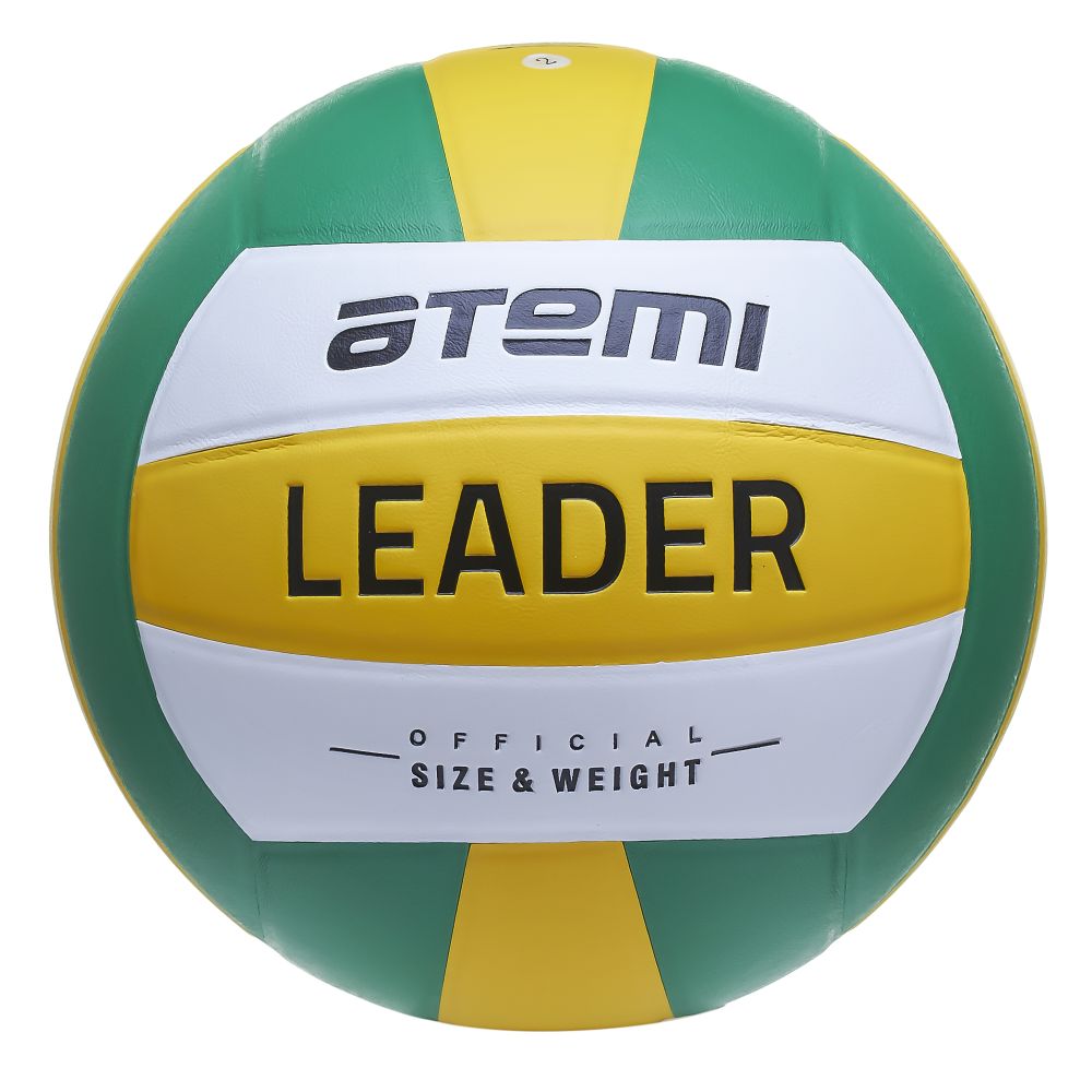 Реальное фото Мяч волейбольный Atemi Leader PVC ламинированный желт/бел/зел от магазина СпортСЕ