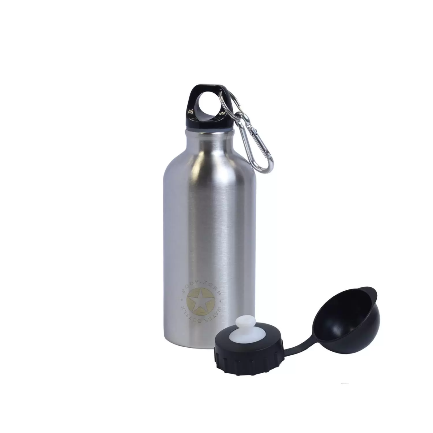 Реальное фото Бутылка для воды Body Form стальная серебристый BF-SSWB-30-400 от магазина СпортСЕ