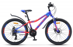 Велосипед Stels Navigator-410 MD 21-sp 24" (2021) синий/неоновый_красный V010 Велосипед Stels Navigator-410 MD 21-sp 24" (2021) синий/неоновый_красный V010