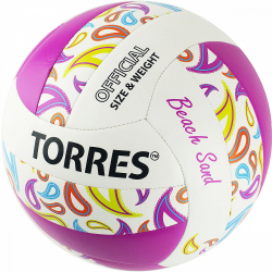 Мяч волейбольный Torres Beach Sand Pink V32085B р.5 синт.кожа (ТПУ) бел-роз