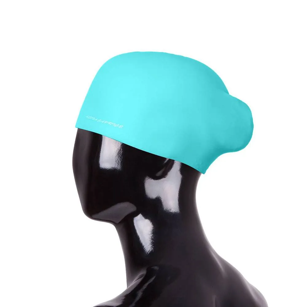 Реальное фото Шапочка для плавания Alpha Caprice SCL02 (с пучком) turquoise от магазина СпортСЕ