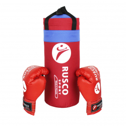 Набор боксерский для начинающих RuscoSport (перчатки бокс. 4 oz) красный