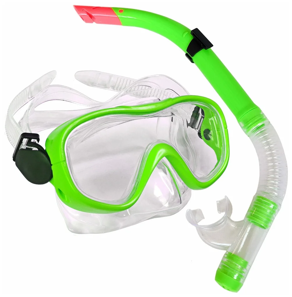 Реальное фото Набор для плавания E33109-2 юниорский (маска+трубка) ПВХ зеленый 10019981 от магазина СпортСЕ