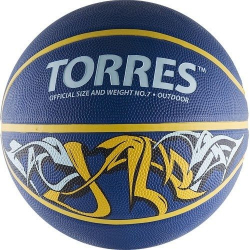 Мяч баскетбольный Torres Jam №7 резина син-желт-голубой B02047