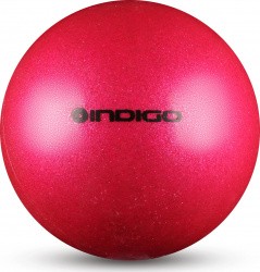 Мяч для художественной гимнастики 15 см 300 г Indigo металлик розовый с блестками IN119