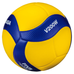 Мяч волейбольный Mikasa V200W FIVB Appr синт.кожа микрофиб. 18пан. клееный желт-син Мяч волейбольный Mikasa V200W FIVB Appr синт.кожа микрофиб. 18пан. клееный желт-син