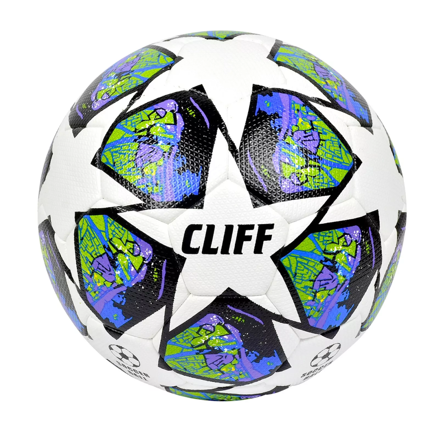 Реальное фото Мяч футбольный Cliff №5 PU Hibrid бело-сине-фиолетовый 3263 от магазина СпортСЕ