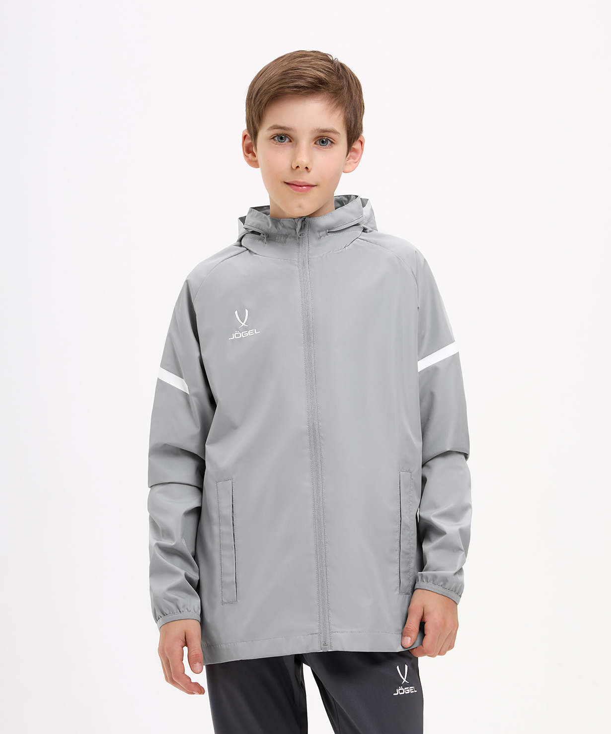  Куртка ветрозащитная JÖGEL CAMP 2 Rain Jacket, серый, детский по низким ценам в Томске и Северске