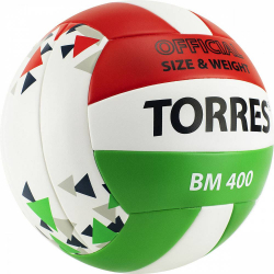 Мяч волейбольный Torres BM400 р.5 синт. кожа клееный бело-крас-зелен V32015 Мяч волейбольный Torres BM400 р.5 синт. кожа клееный бело-крас-зелен V32015