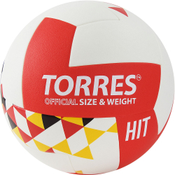 Мяч волейбольный Torres Hit V32055 р.5 синт. кожа клееный бело-красно-мультиколор V32055