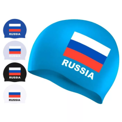 Шапочка для плавания Sprinter с изобр.флага России (черный) 06330