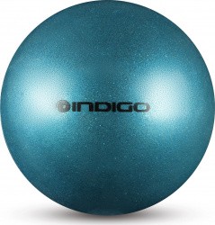 Мяч для художественной гимнастики 15 см 300 гр Indigo металлик голубой с блестками IN119 Мяч для художественной гимнастики 15 см 300 гр Indigo металлик голубой с блестками IN119
