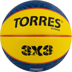 Мяч баскетбольный Torres 3х3 Outdoor B322346 №6 8 панелей ПУ,бут.кам,нейл.корд,жёлто-синий
